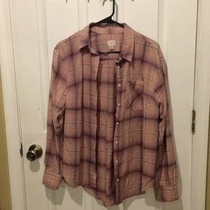 Dusty rose plaid flannel w/ metallic accents